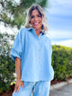The Railroad Stripe Top-110 SHORT SLEEVE TOP-POLAGRAM-Heathered Boho Boutique, Women's Fashion and Accessories in Palmetto, FL