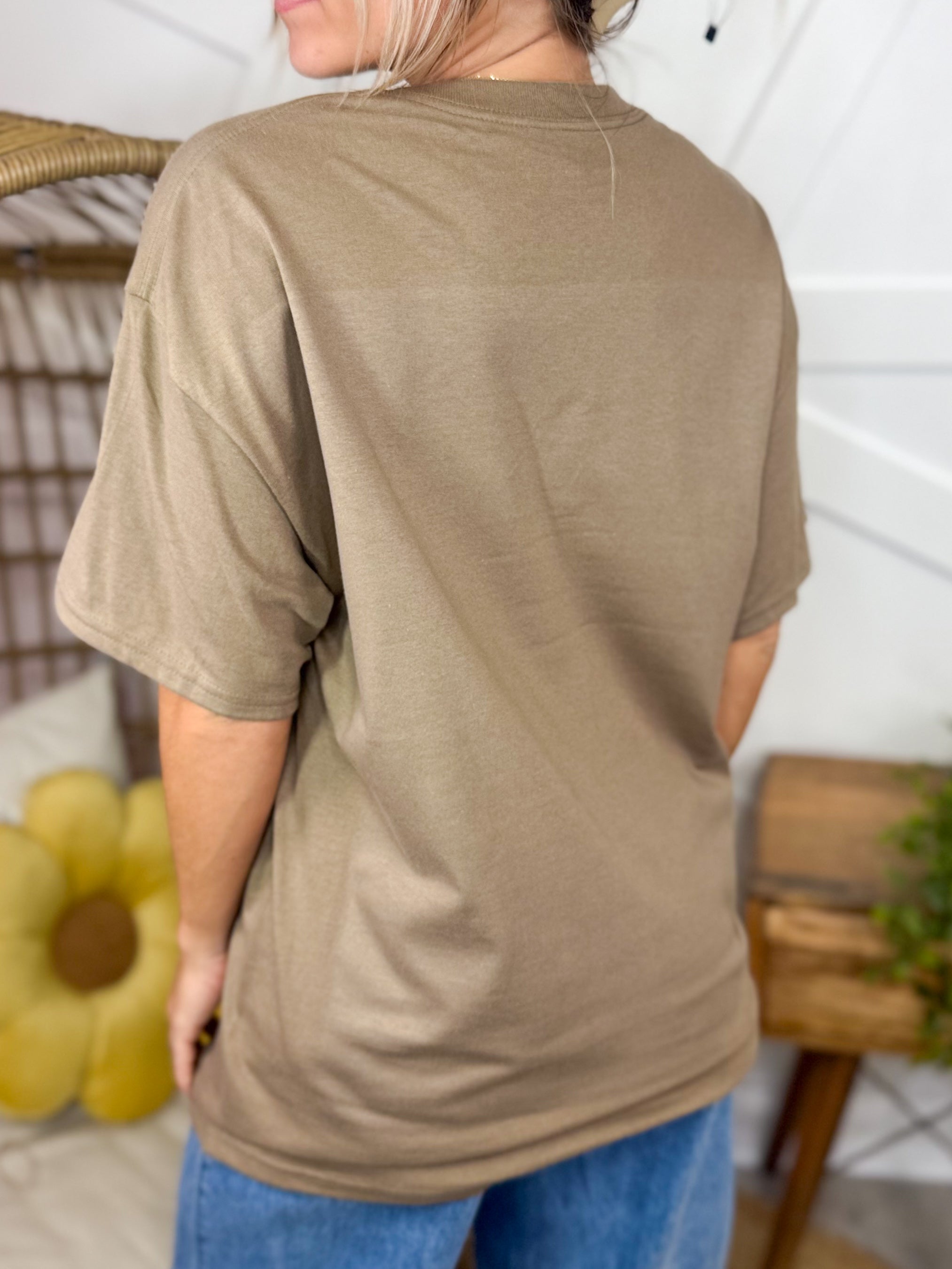 Yarn Stitched Flower Smile Graphic Tee-130 Graphic Tees-Heathered Boho-Heathered Boho Boutique, Women's Fashion and Accessories in Palmetto, FL