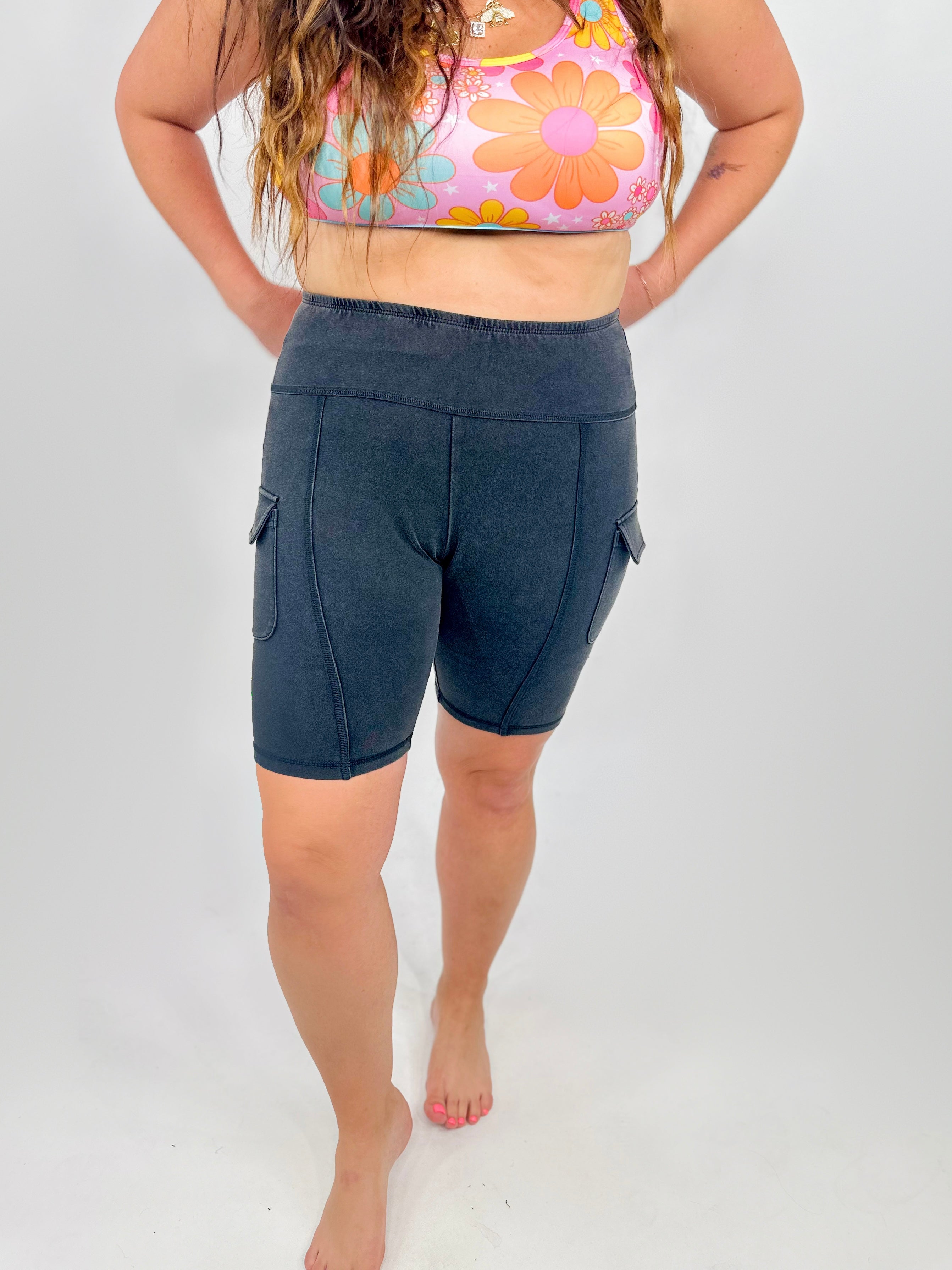 Tie Breaker Biker Shorts-110 Short Sleeve Top-Very J-Heathered Boho Boutique, Women's Fashion and Accessories in Palmetto, FL