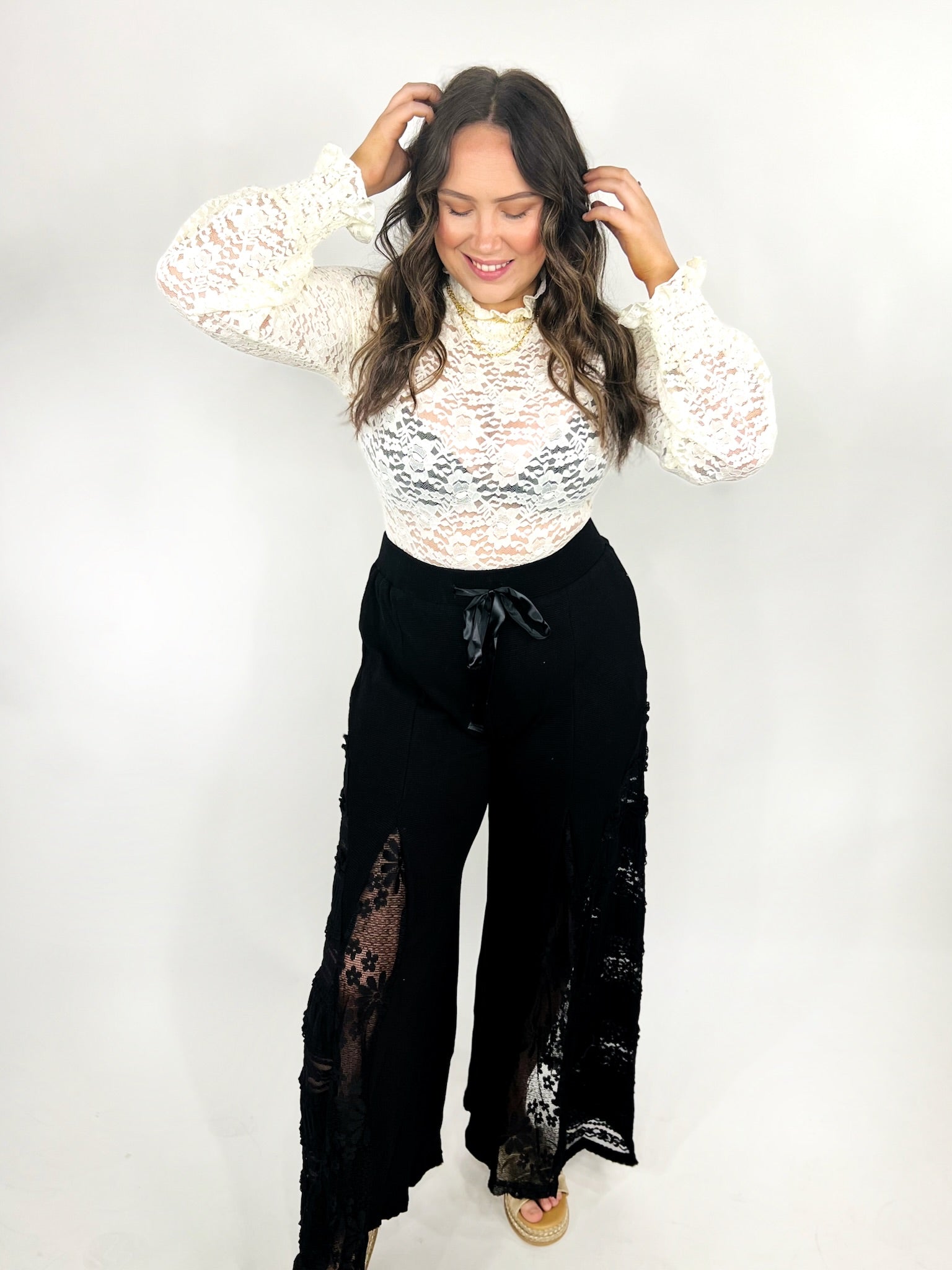 RESTOCK : Here for the Dramatics Wide Leg Pants-150 PANTS-POL-Heathered Boho Boutique, Women's Fashion and Accessories in Palmetto, FL