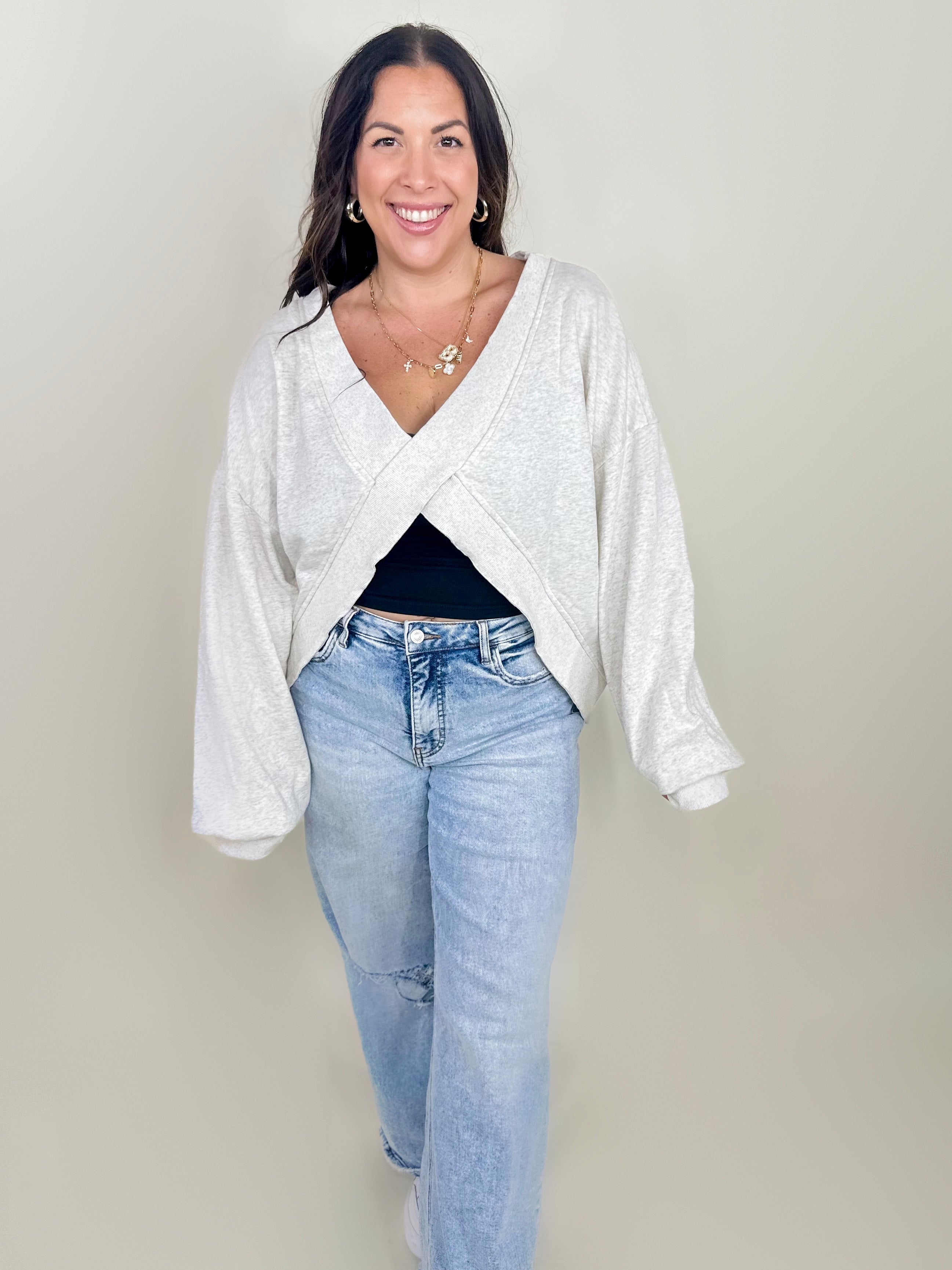 RESTOCK : Reversible In a Twist Top-120 Long Sleeve Tops-Pol-Heathered Boho Boutique, Women's Fashion and Accessories in Palmetto, FL