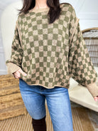 Checker Knit Sweater-125 Sweater-MELLOW-Heathered Boho Boutique, Women's Fashion and Accessories in Palmetto, FL
