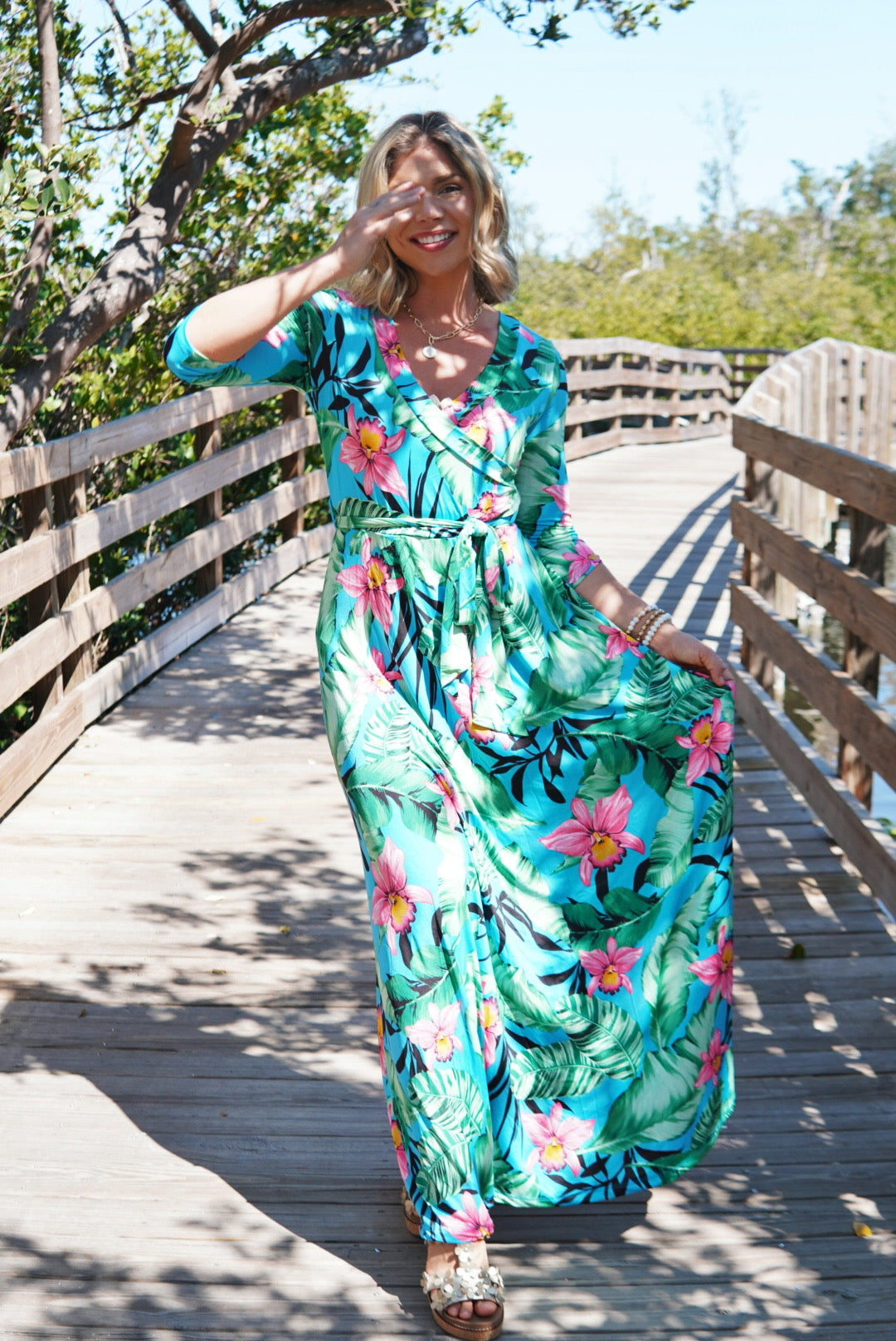 boho dress green Wyongtao Women's Casual 3/4 Sleeve Midi Fall Pleated V Neck Ruffled Vintage Geometric Printed Flowy Long Dresses Mint XS Womens Boho Fashion Boho Style Mint Green Boho
