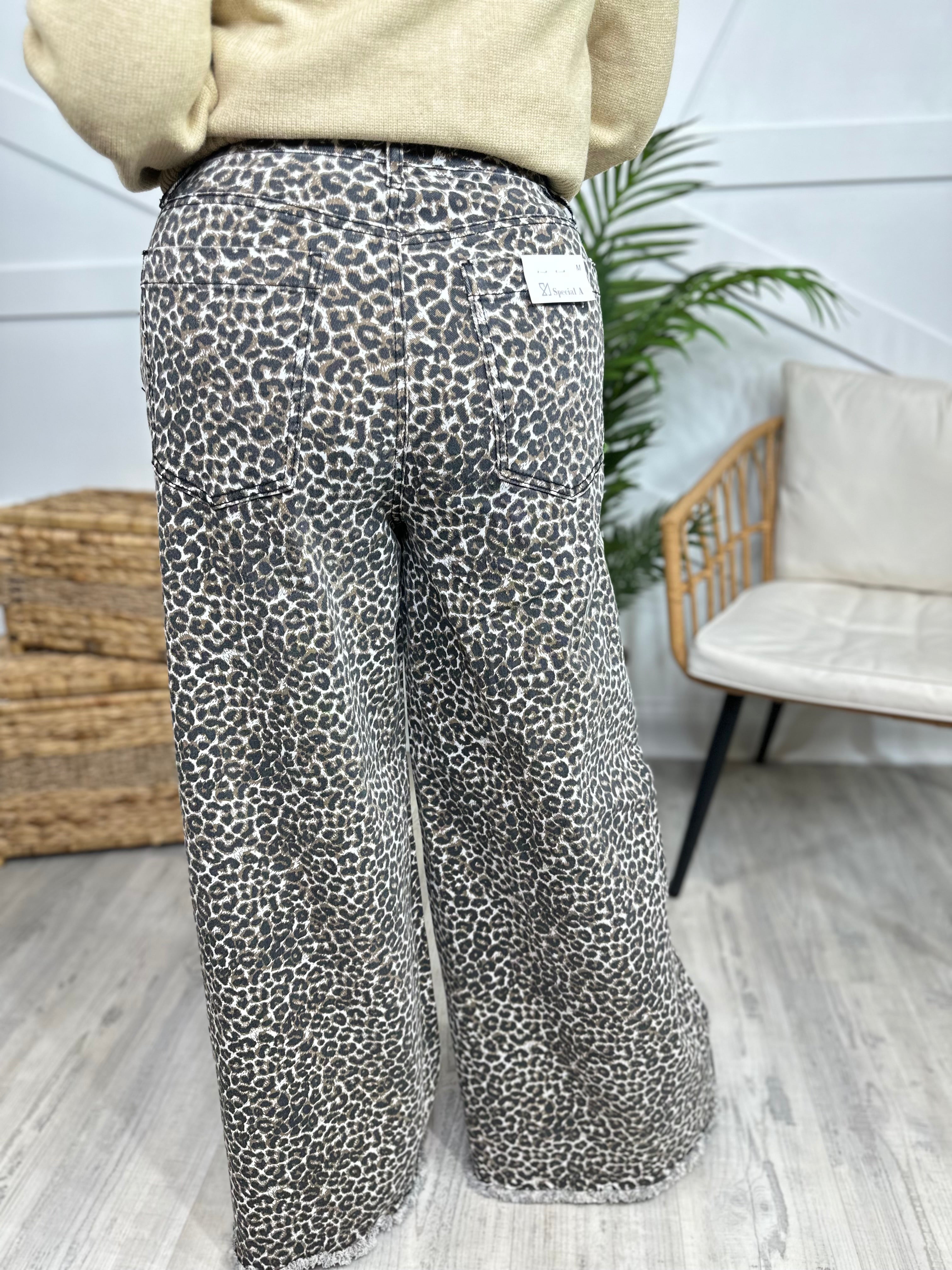 RESTOCK : Wild Woman Wide Leg Tummy Control Jeans-190 Jeans-Special A-Heathered Boho Boutique, Women's Fashion and Accessories in Palmetto, FL