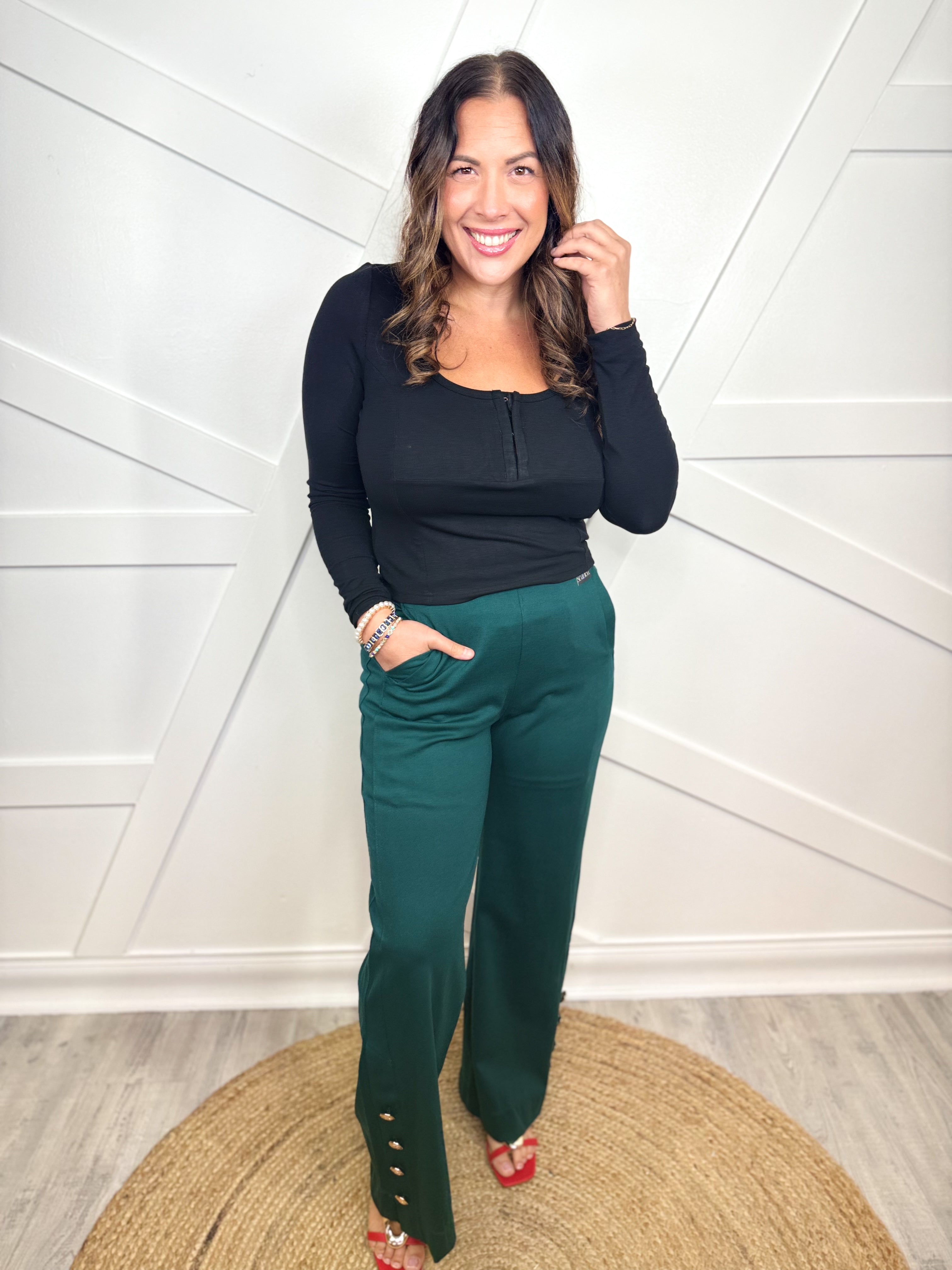 Gala Pants - Hunter Green-150 PANTS-DEAR SCARLETT-Heathered Boho Boutique, Women's Fashion and Accessories in Palmetto, FL