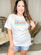 YOU ARE ENOUGH Graphic Tee-130 Graphic Tees-Heathered Boho-Heathered Boho Boutique, Women's Fashion and Accessories in Palmetto, FL