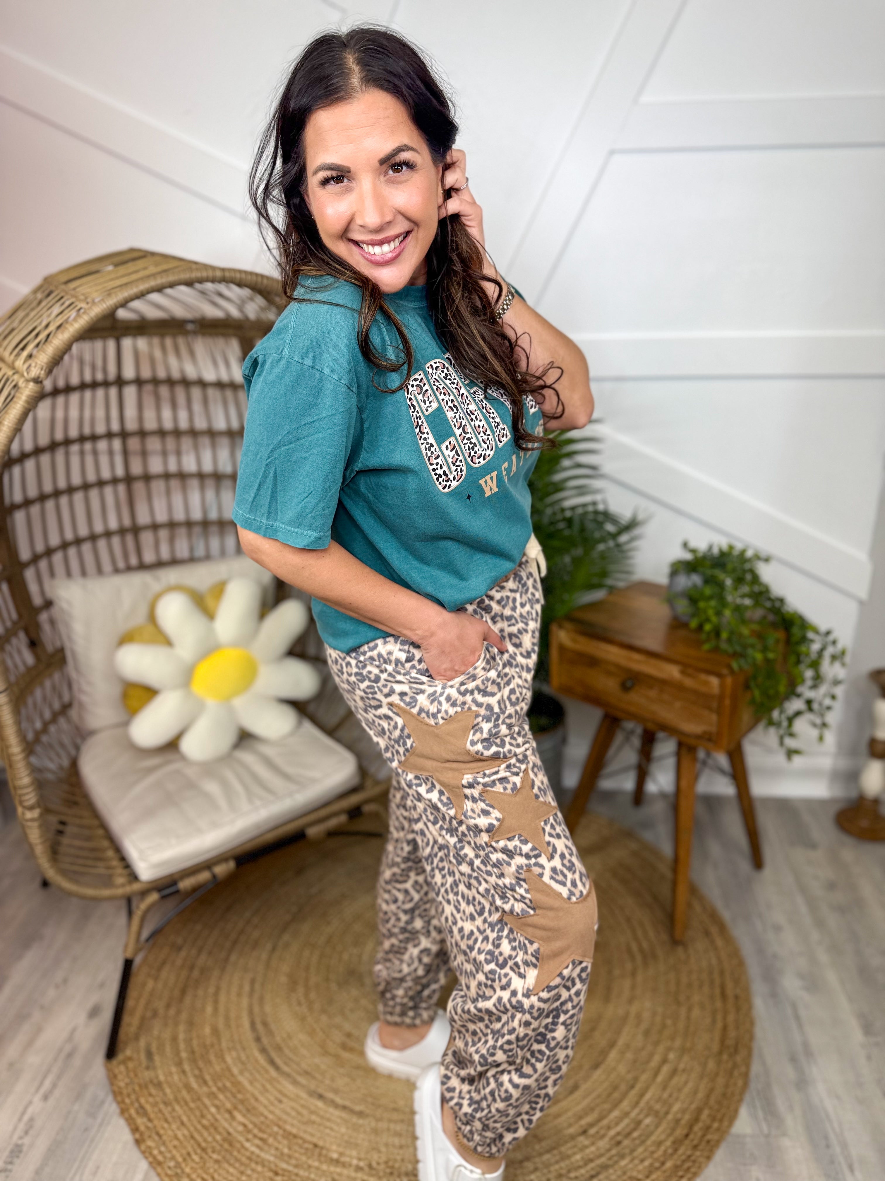 Leopard Coffee Graphic Tee-125 Sweater-Heathered Boho-Heathered Boho Boutique, Women's Fashion and Accessories in Palmetto, FL