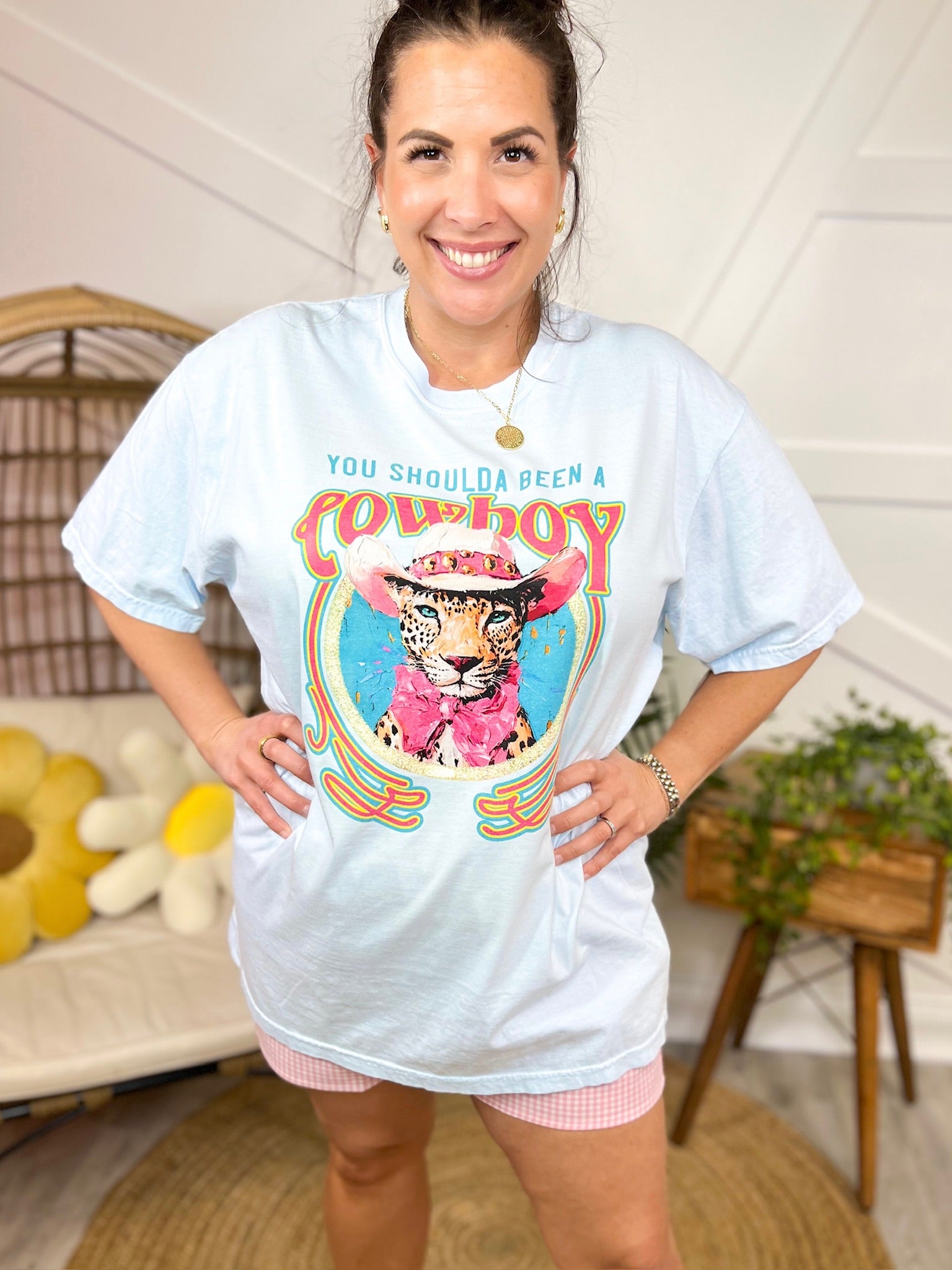 You Shoulda Been a Cowboy Graphic Tee-130 Graphic Tees-Heathered Boho-Heathered Boho Boutique, Women's Fashion and Accessories in Palmetto, FL