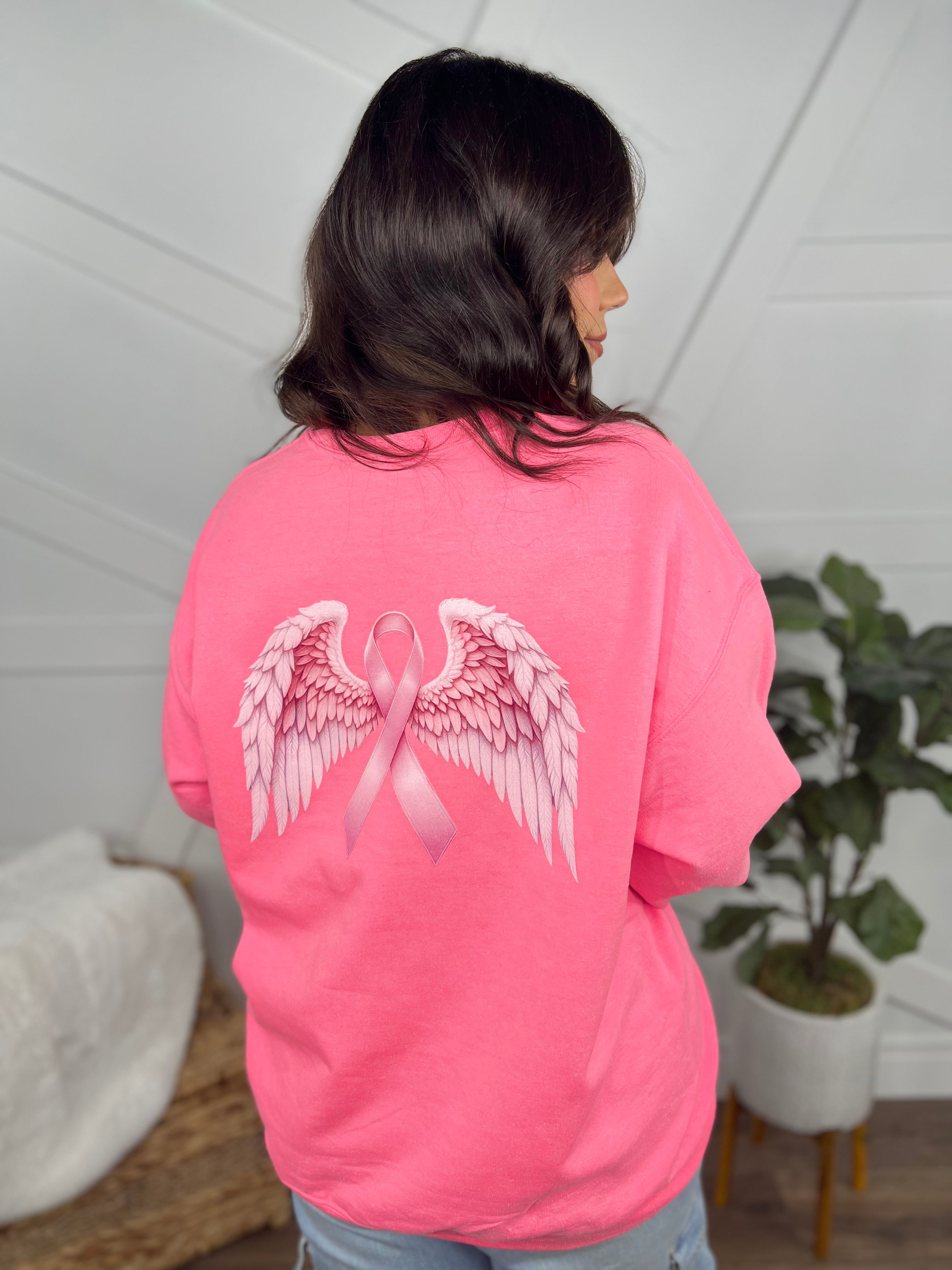 BCA Angel Wings Graphic Sweatshirt - Safety Pink-125 Sweater-Heathered Boho-Heathered Boho Boutique, Women's Fashion and Accessories in Palmetto, FL