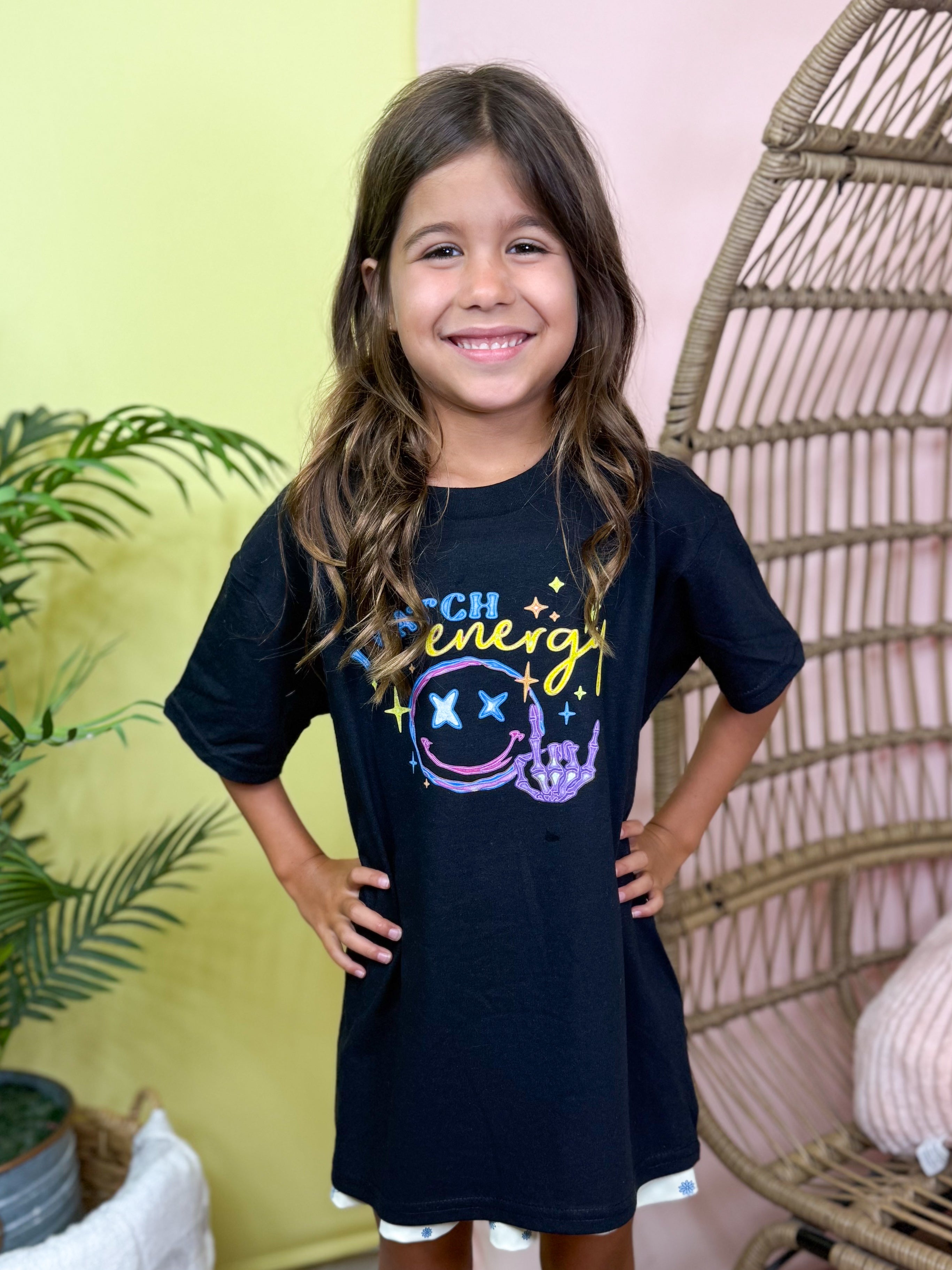 YOUTH - Neon Energy Graphic Tee-130 Graphic Tees-Heathered Boho-Heathered Boho Boutique, Women's Fashion and Accessories in Palmetto, FL
