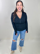 Anything For You Long Sleeve Top- Black-120 Long Sleeve Tops-Davi & Dani-Heathered Boho Boutique, Women's Fashion and Accessories in Palmetto, FL