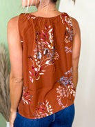 Floral High-Neck Sleeveless Top-100 TANK/CROP TOPS-TIMING-Heathered Boho Boutique, Women's Fashion and Accessories in Palmetto, FL
