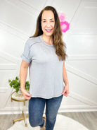 Great Day Top-110 Short Sleeve Top-Zenana-Heathered Boho Boutique, Women's Fashion and Accessories in Palmetto, FL