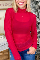 Mock Up Mock Neck Top-120 LONG SLEEVE TOPS-SOUTHERN GRACE-Heathered Boho Boutique, Women's Fashion and Accessories in Palmetto, FL