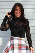 Dress Up Mesh Top-120 LONG SLEEVE TOPS-ODDI-Heathered Boho Boutique, Women's Fashion and Accessories in Palmetto, FL