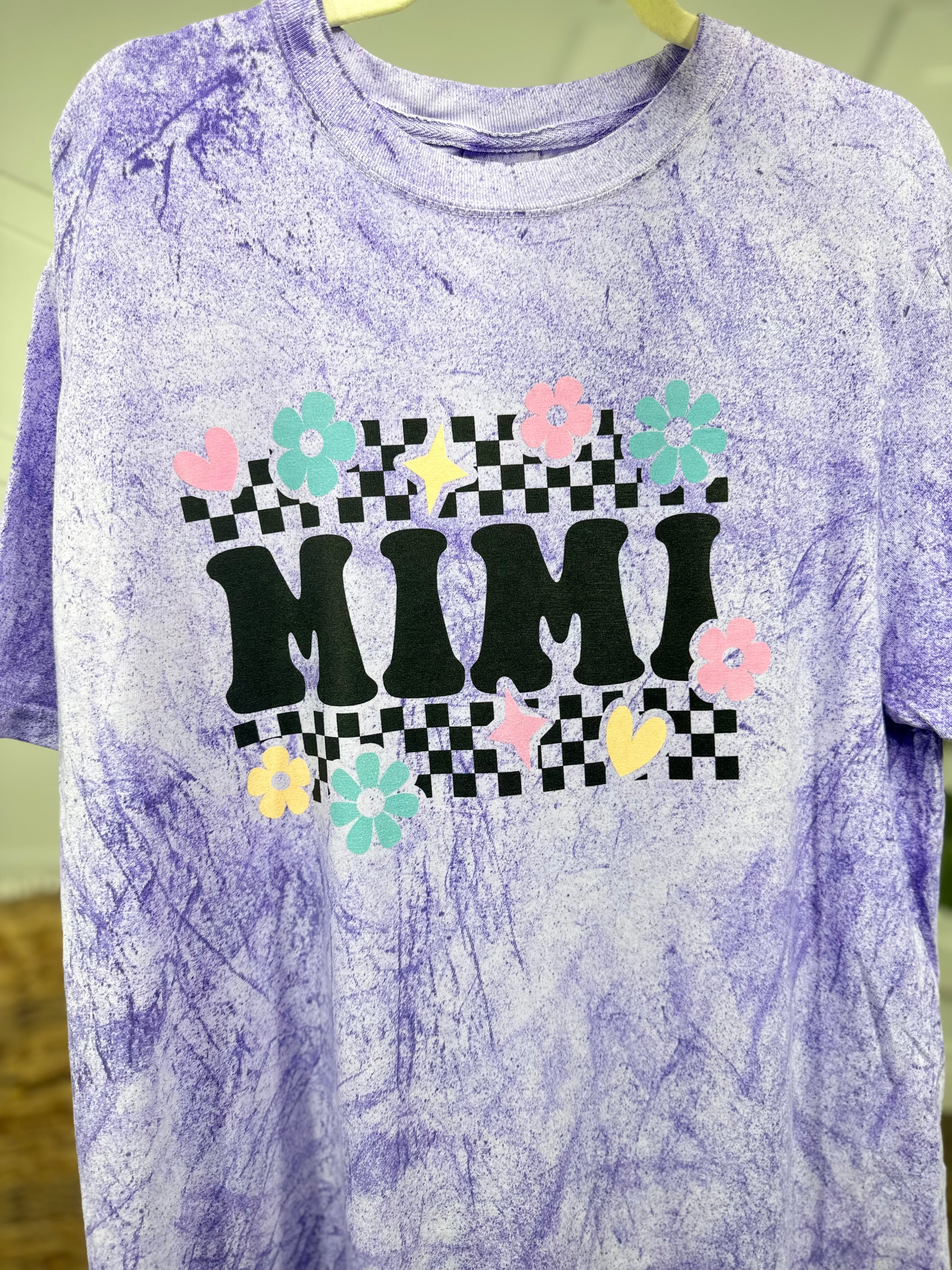 Checkered Floral Mother's Day Graphic Tee- Multiple Name Options-130 Graphic Tees-Heathered Boho-Heathered Boho Boutique, Women's Fashion and Accessories in Palmetto, FL