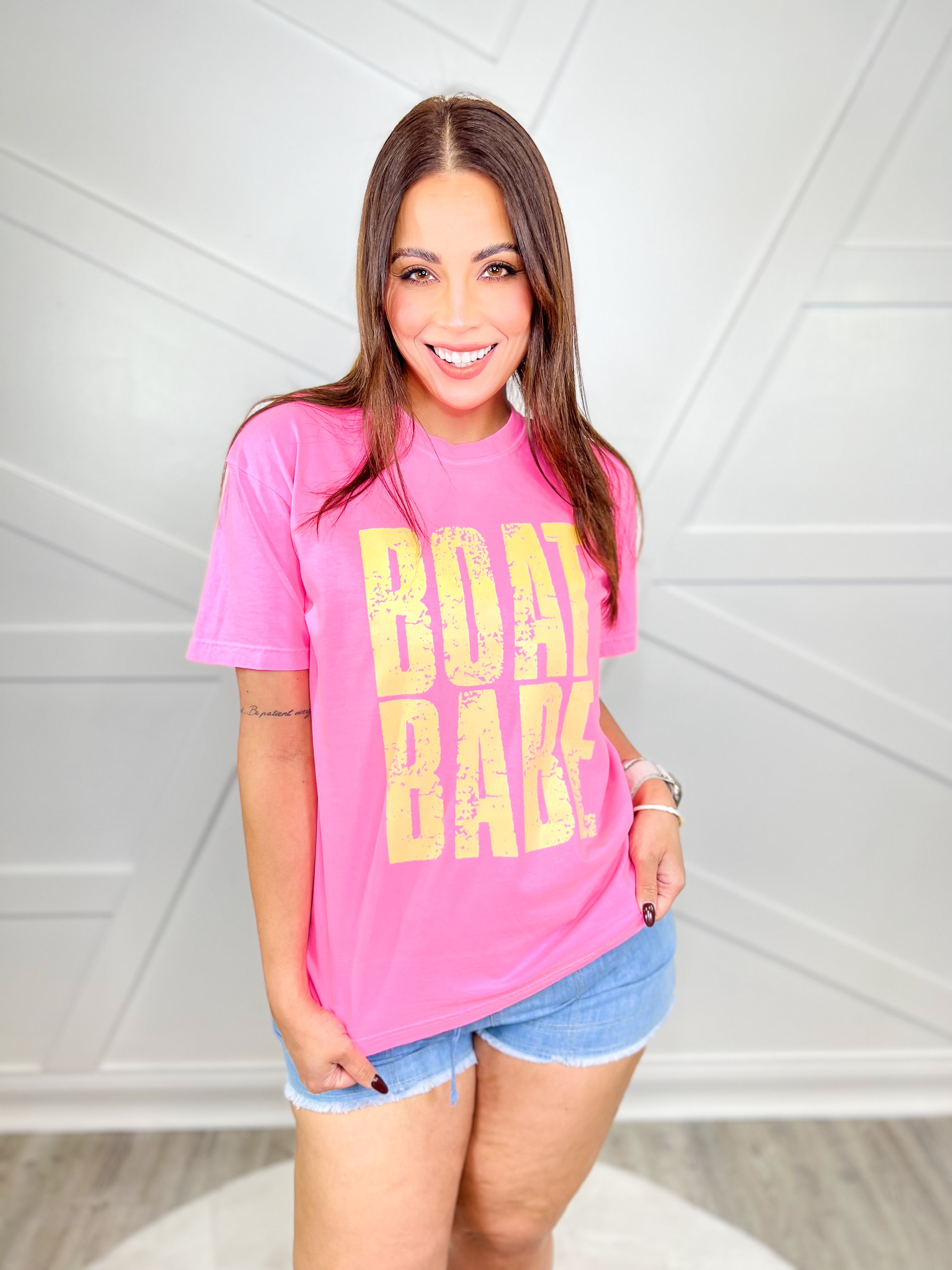Boat Babe Graphic Tee-130 Graphic Tees-Heathered Boho-Heathered Boho Boutique, Women's Fashion and Accessories in Palmetto, FL