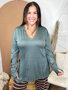 The New Bestie V-Neck Long Sleeve Top-Jade-120 Long Sleeve Tops-Heathered Boho-Heathered Boho Boutique, Women's Fashion and Accessories in Palmetto, FL