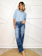 The Bluebell Bandana Straight Leg Jeans By Saige-190 JEANS-SAIGE DENIM-Heathered Boho Boutique, Women's Fashion and Accessories in Palmetto, FL