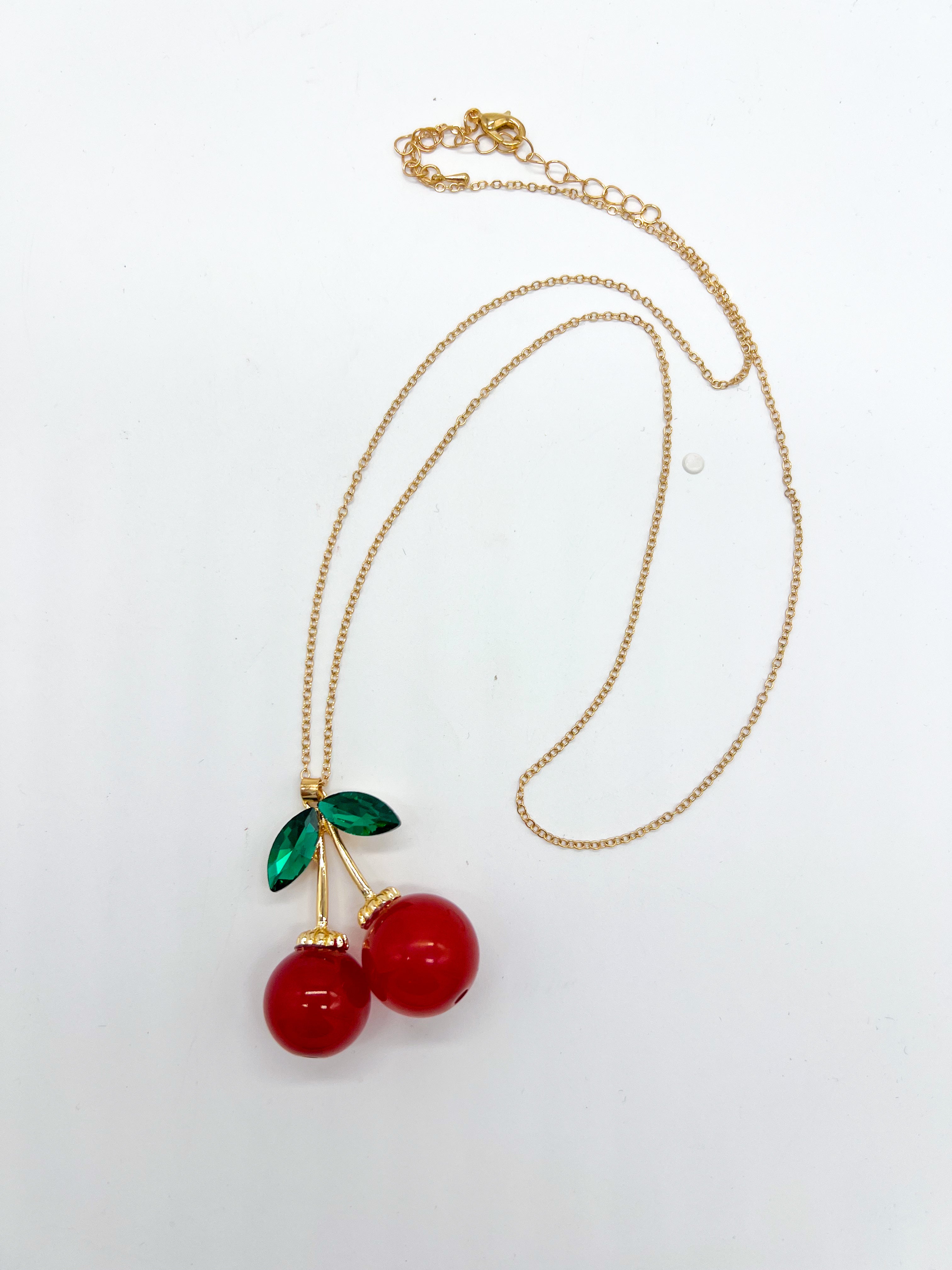 Cherry Long Necklace-310 Jewelry-Joia Trading-Heathered Boho Boutique, Women's Fashion and Accessories in Palmetto, FL