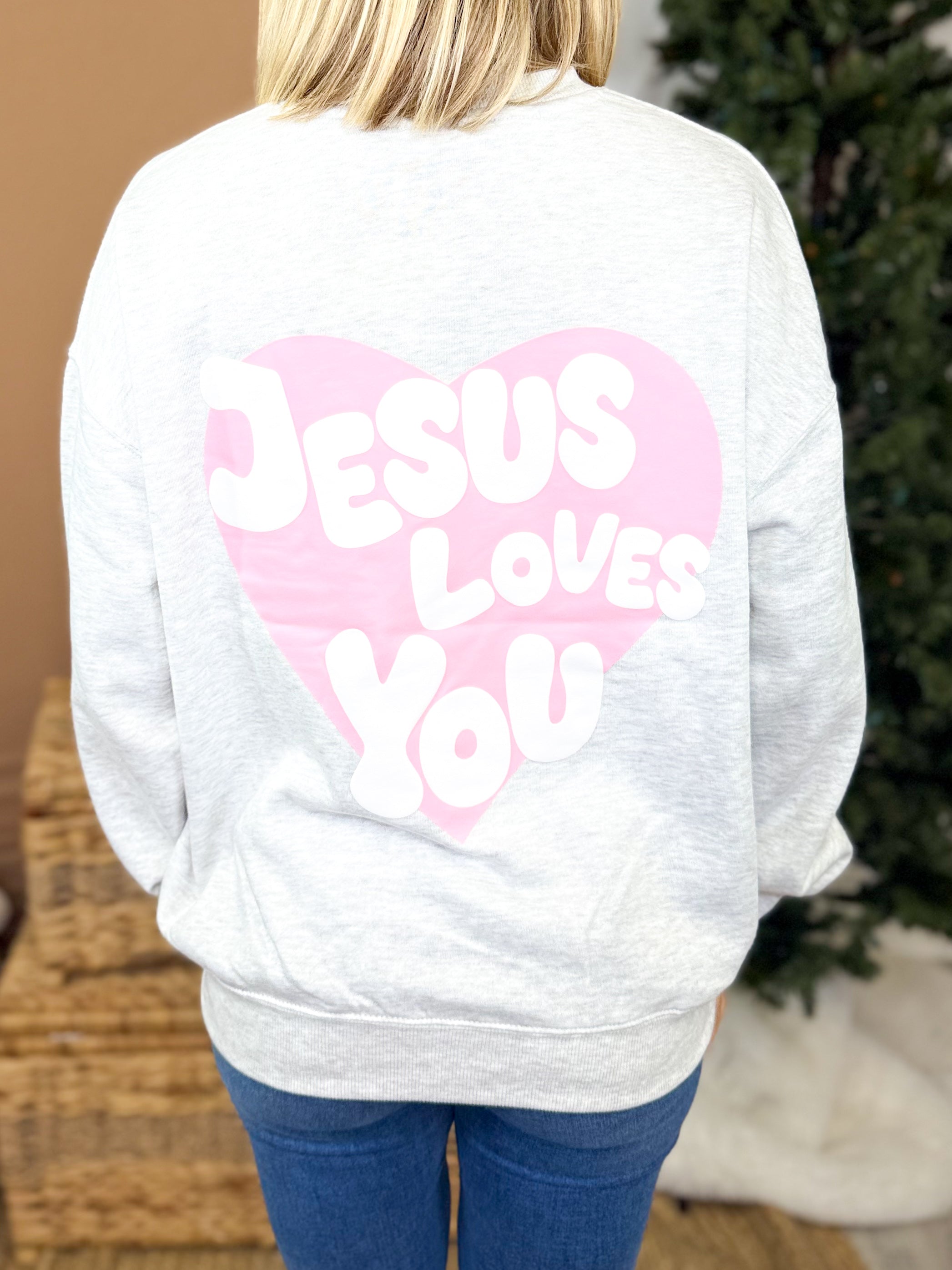 Jesus Loves You Top-120 Long Sleeve Tops-Reflex-Heathered Boho Boutique, Women's Fashion and Accessories in Palmetto, FL