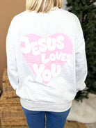 Jesus Loves You Top-120 Long Sleeve Tops-Reflex-Heathered Boho Boutique, Women's Fashion and Accessories in Palmetto, FL