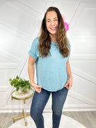 Great Day Top-110 Short Sleeve Top-Zenana-Heathered Boho Boutique, Women's Fashion and Accessories in Palmetto, FL