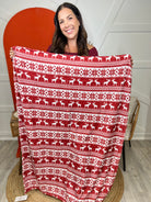 Red & White Reindeer Blanket-340 Other Accessories-Alibaba-Heathered Boho Boutique, Women's Fashion and Accessories in Palmetto, FL