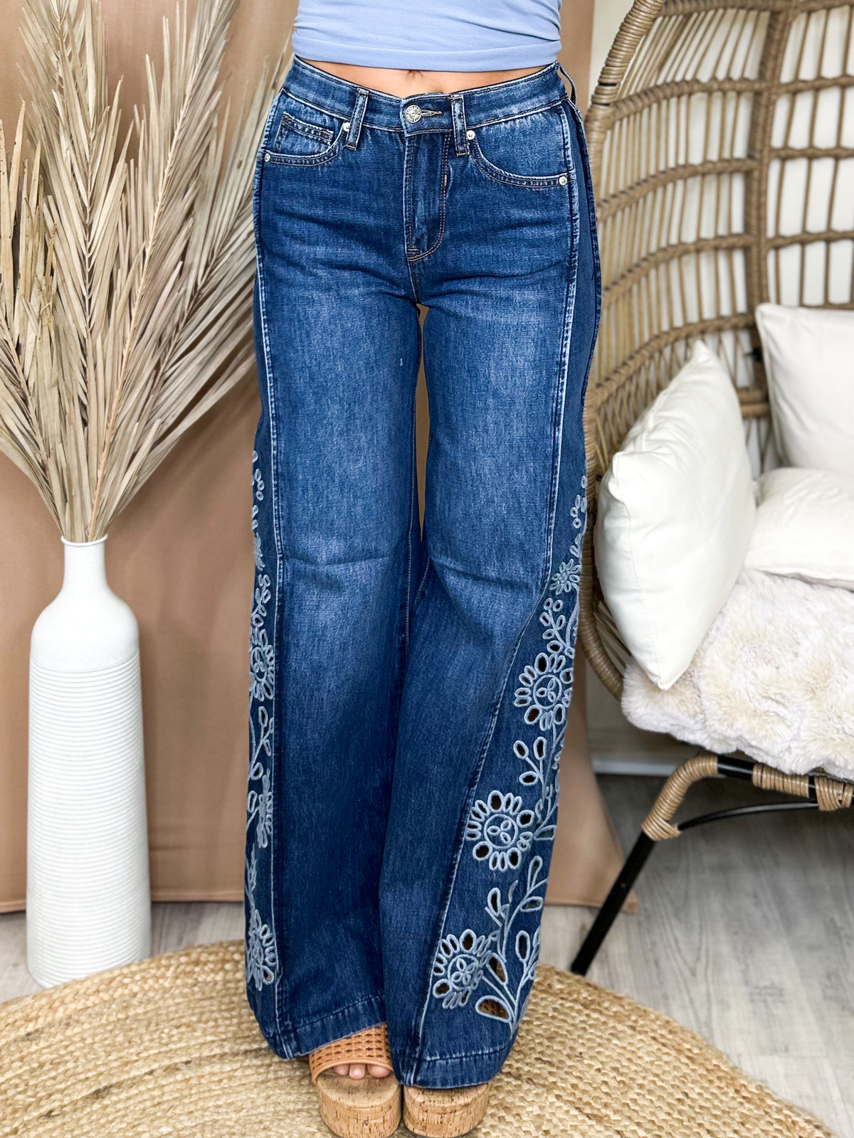 Wildflower Way Jeans By Saige-190 JEANS-SAIGE DENIM-Heathered Boho Boutique, Women's Fashion and Accessories in Palmetto, FL