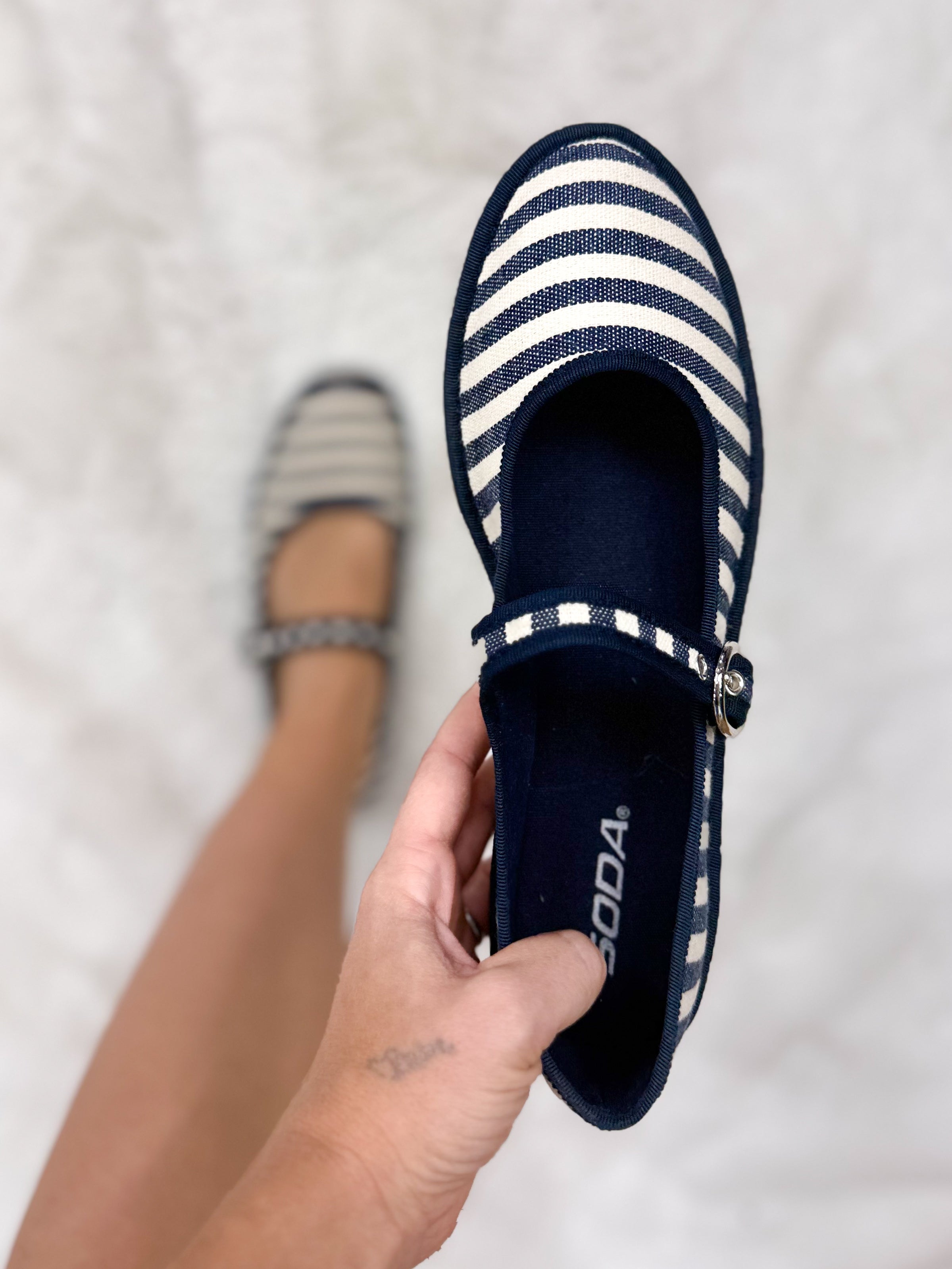 Fleta Flats - Navy Stripe-350 Shoes-Fortune Dynamic-Heathered Boho Boutique, Women's Fashion and Accessories in Palmetto, FL