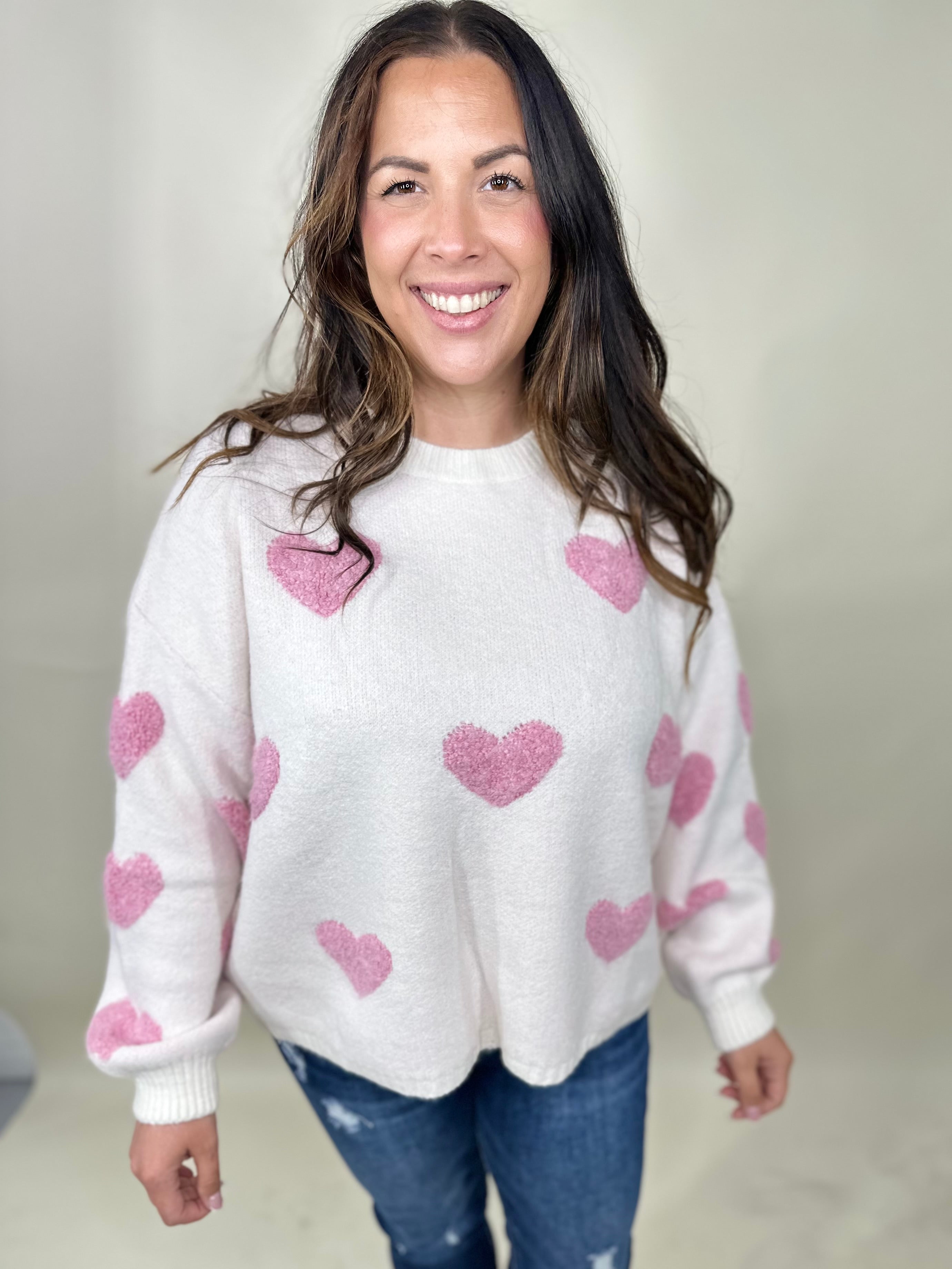 Sweetheart Sweater-125 Sweater-Davi & Dani-Heathered Boho Boutique, Women's Fashion and Accessories in Palmetto, FL