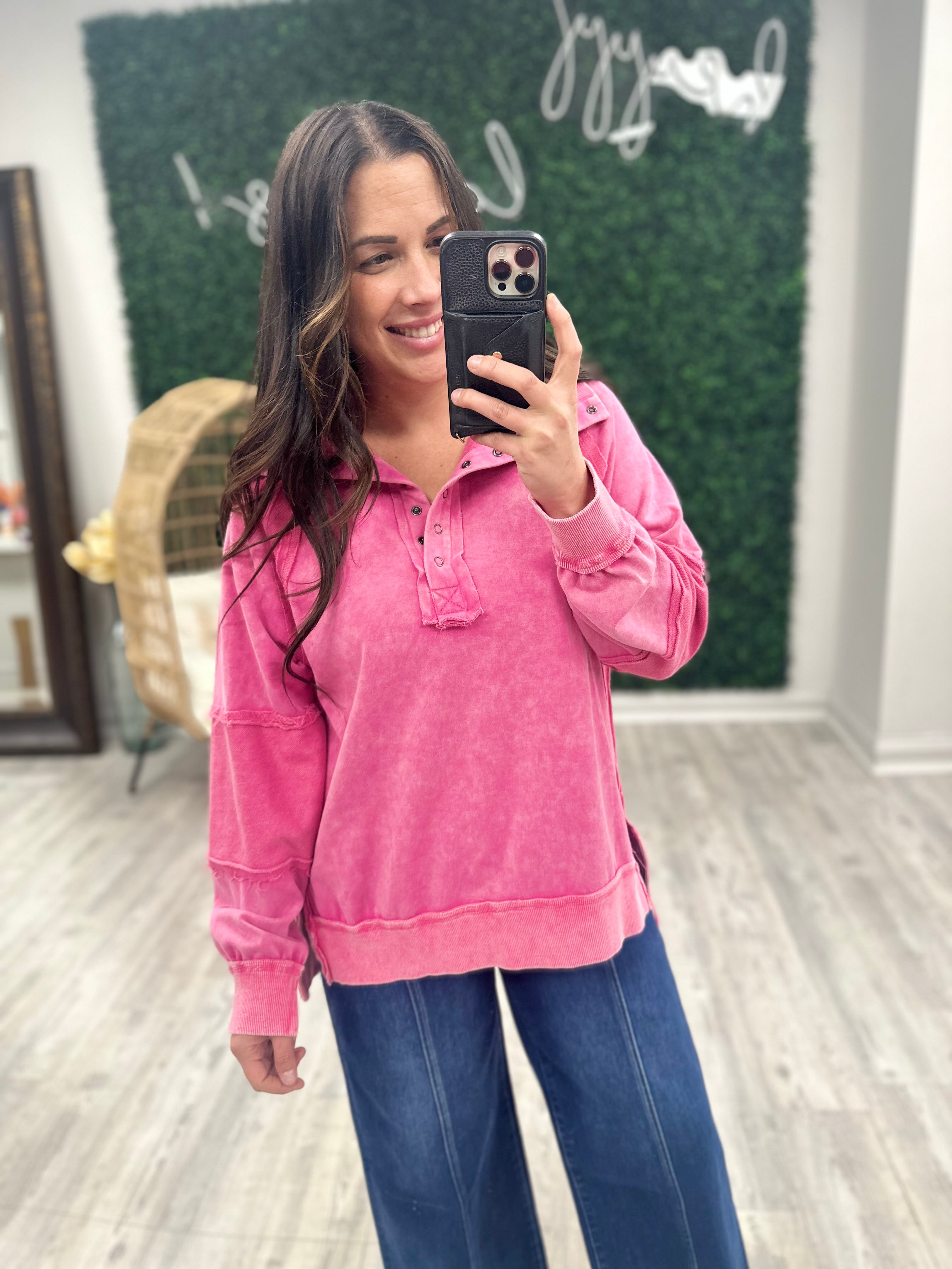 Good Luck Babe Pullover-120 Long Sleeve Tops-White Birch-Heathered Boho Boutique, Women's Fashion and Accessories in Palmetto, FL