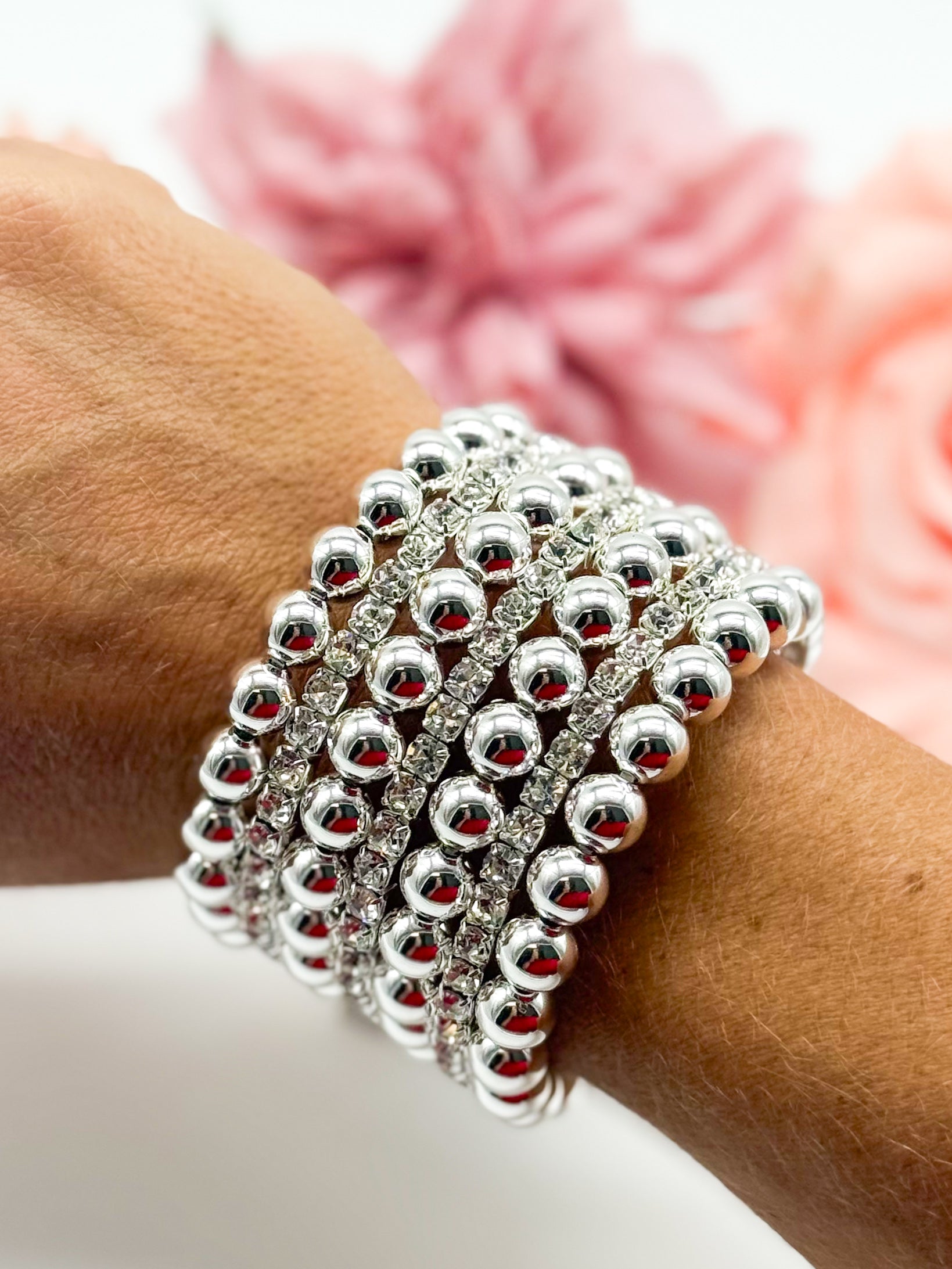 Crystal Ball Seven-line Wire Bracelet-310 Jewelry-RM Manufacturing-Heathered Boho Boutique, Women's Fashion and Accessories in Palmetto, FL