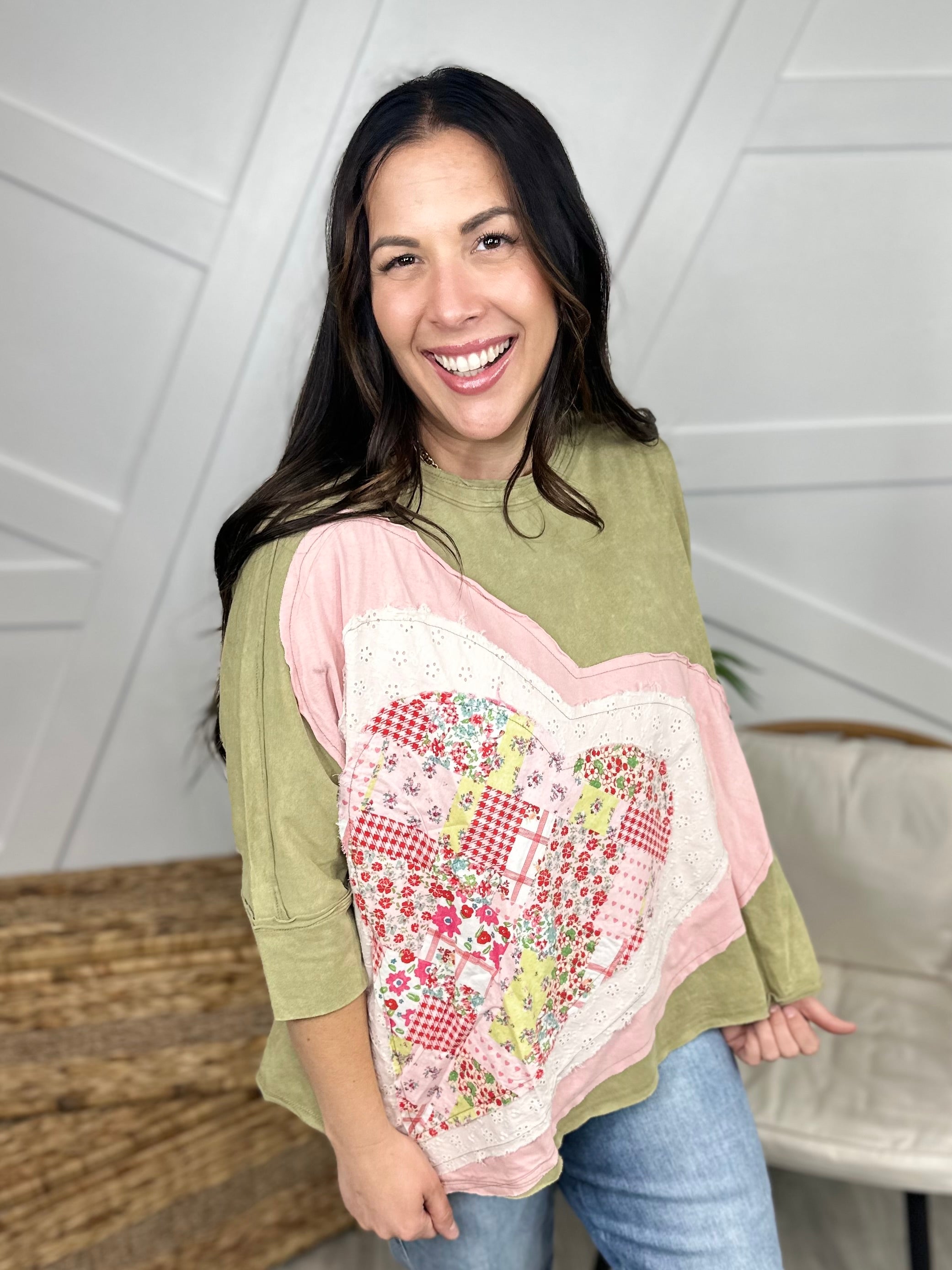 Heart Of Mine Top-120 Long Sleeve Tops-Easel-Heathered Boho Boutique, Women's Fashion and Accessories in Palmetto, FL