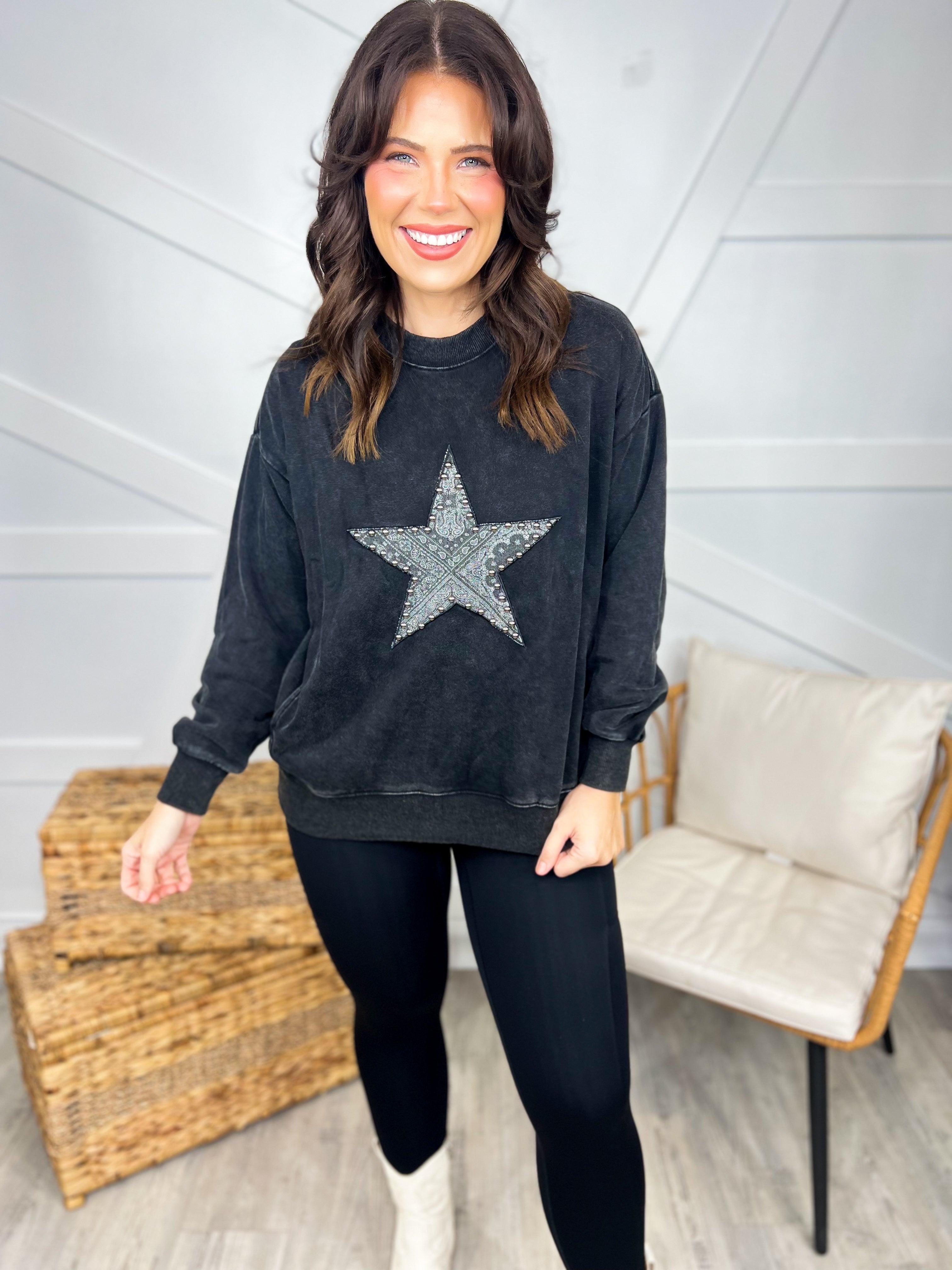 Seeing Stars Sweatshirt-120 Long Sleeve Tops-Davi & Dani-Heathered Boho Boutique, Women's Fashion and Accessories in Palmetto, FL