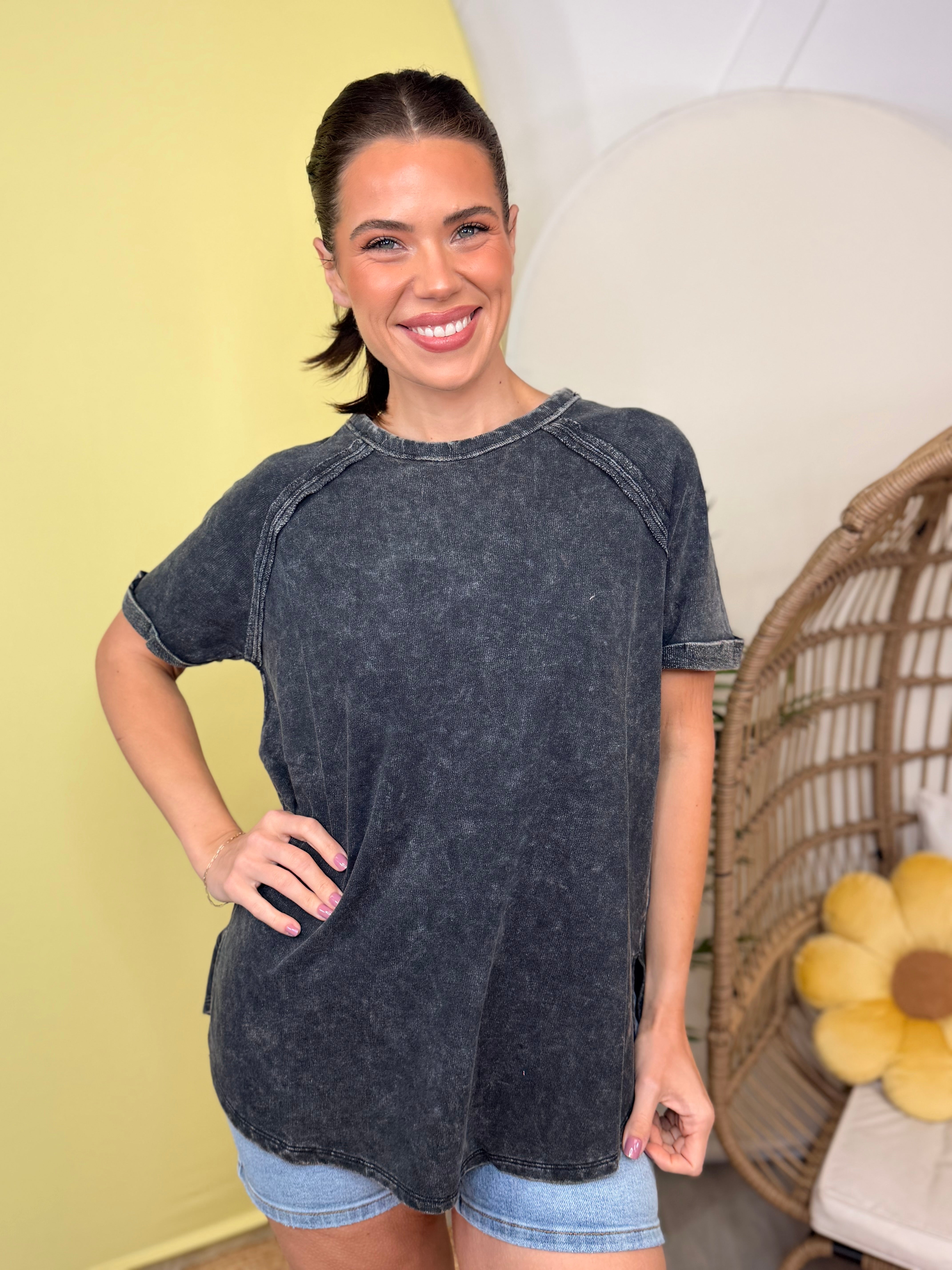 Daylight Top-110 SHORT SLEEVE TOP-ZENANA-Heathered Boho Boutique, Women's Fashion and Accessories in Palmetto, FL