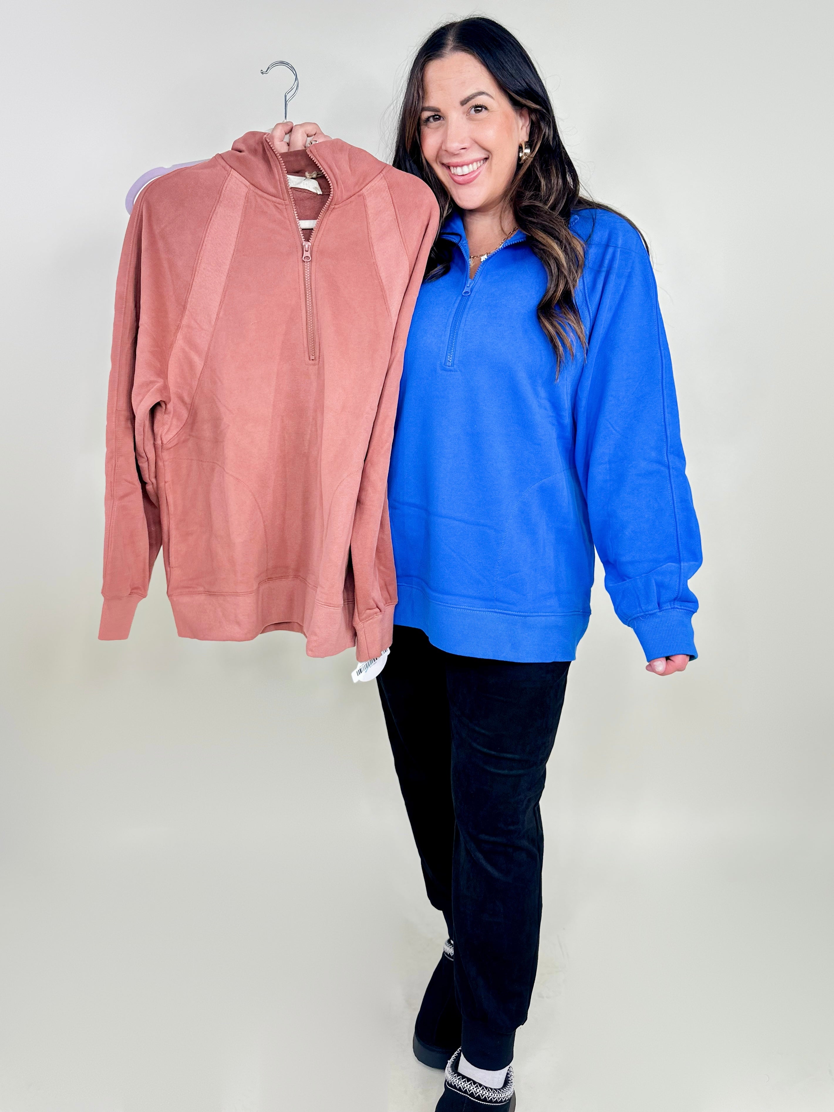 Henley Quarter Zip-120 Long Sleeve Tops-Very J-Heathered Boho Boutique, Women's Fashion and Accessories in Palmetto, FL