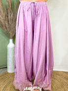 Lace & Leisure Wide Leg Pants-150 PANTS-ODDI-Heathered Boho Boutique, Women's Fashion and Accessories in Palmetto, FL