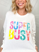 Super Busy Graphic Long Sleeve-130 Graphic Tees-Heathered Boho-Heathered Boho Boutique, Women's Fashion and Accessories in Palmetto, FL