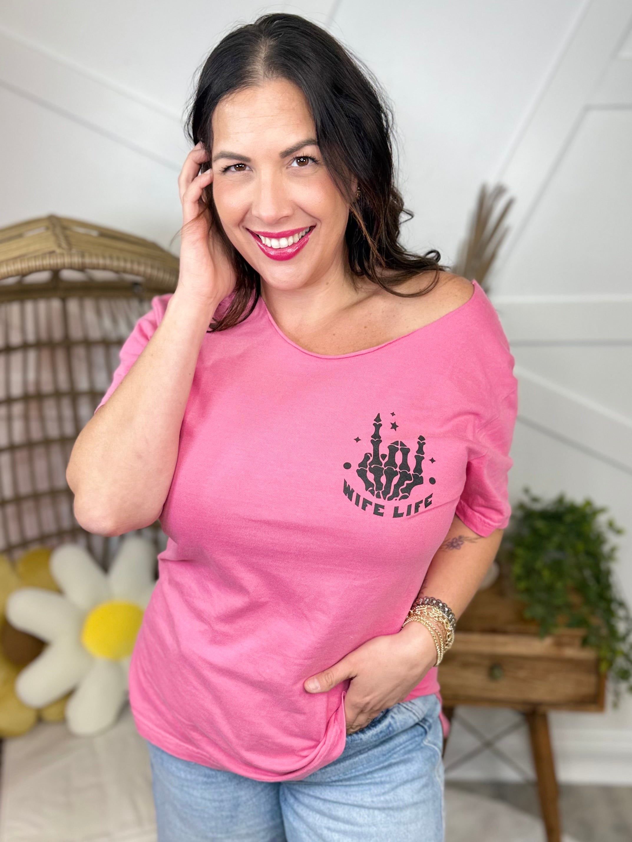 On My Husband's Last Nerve Graphic Tee- Custom Cut-130 Graphic Tees-Heathered Boho-Heathered Boho Boutique, Women's Fashion and Accessories in Palmetto, FL