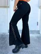 After Midnight Lace Flare Jeans - Short-190 JEANS-JUDY BLUE-Heathered Boho Boutique, Women's Fashion and Accessories in Palmetto, FL