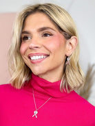 Pink Ribbon Heart Earrings-310 Jewelry-RM Manufacturing-Heathered Boho Boutique, Women's Fashion and Accessories in Palmetto, FL