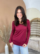 Gotta Have It V-Neck Top-120 LONG SLEEVE TOPS-ZENANA-Heathered Boho Boutique, Women's Fashion and Accessories in Palmetto, FL