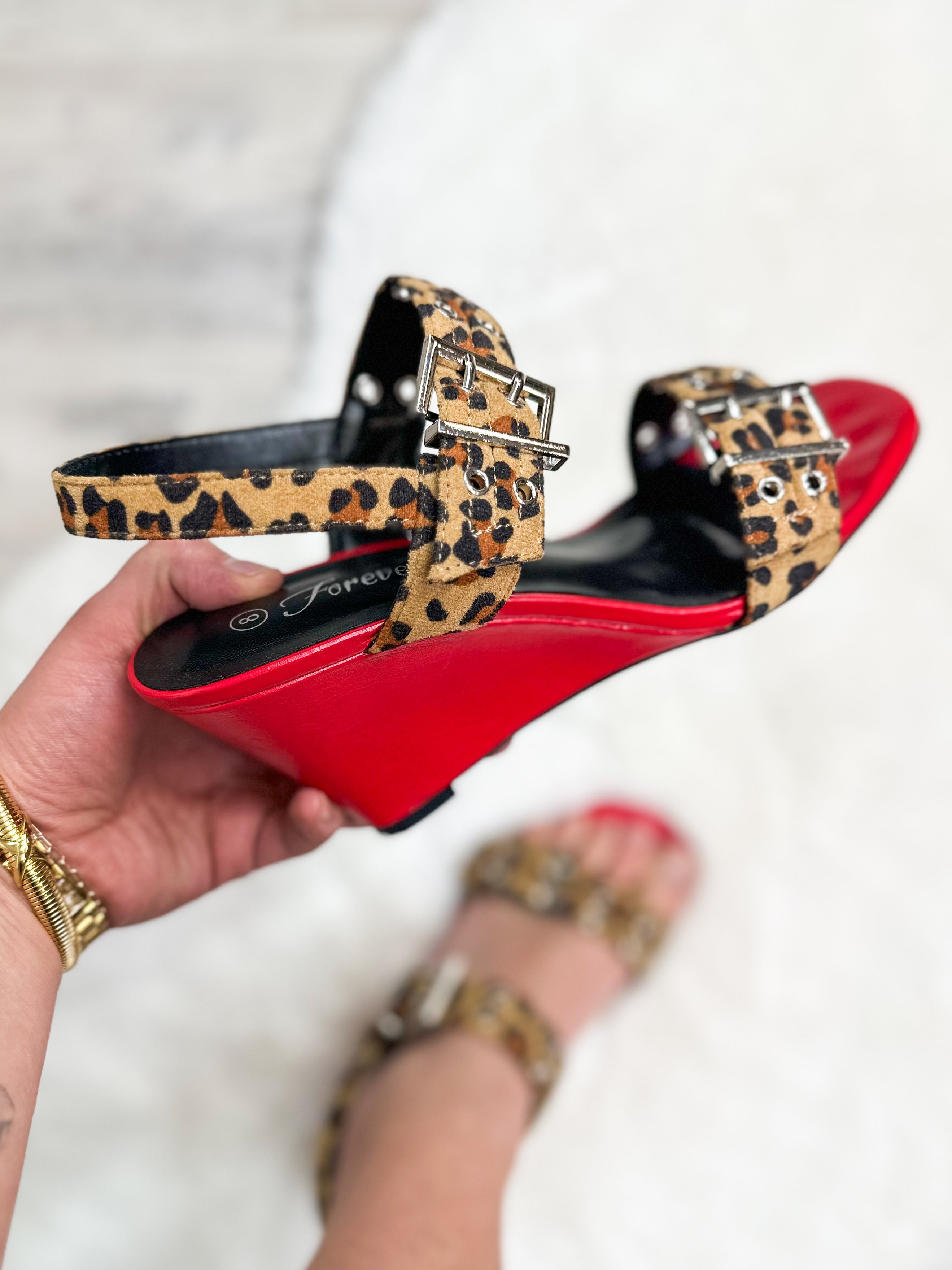 Letter Wedges - Red Leopard-350 SHOES-Forever Link-Heathered Boho Boutique, Women's Fashion and Accessories in Palmetto, FL