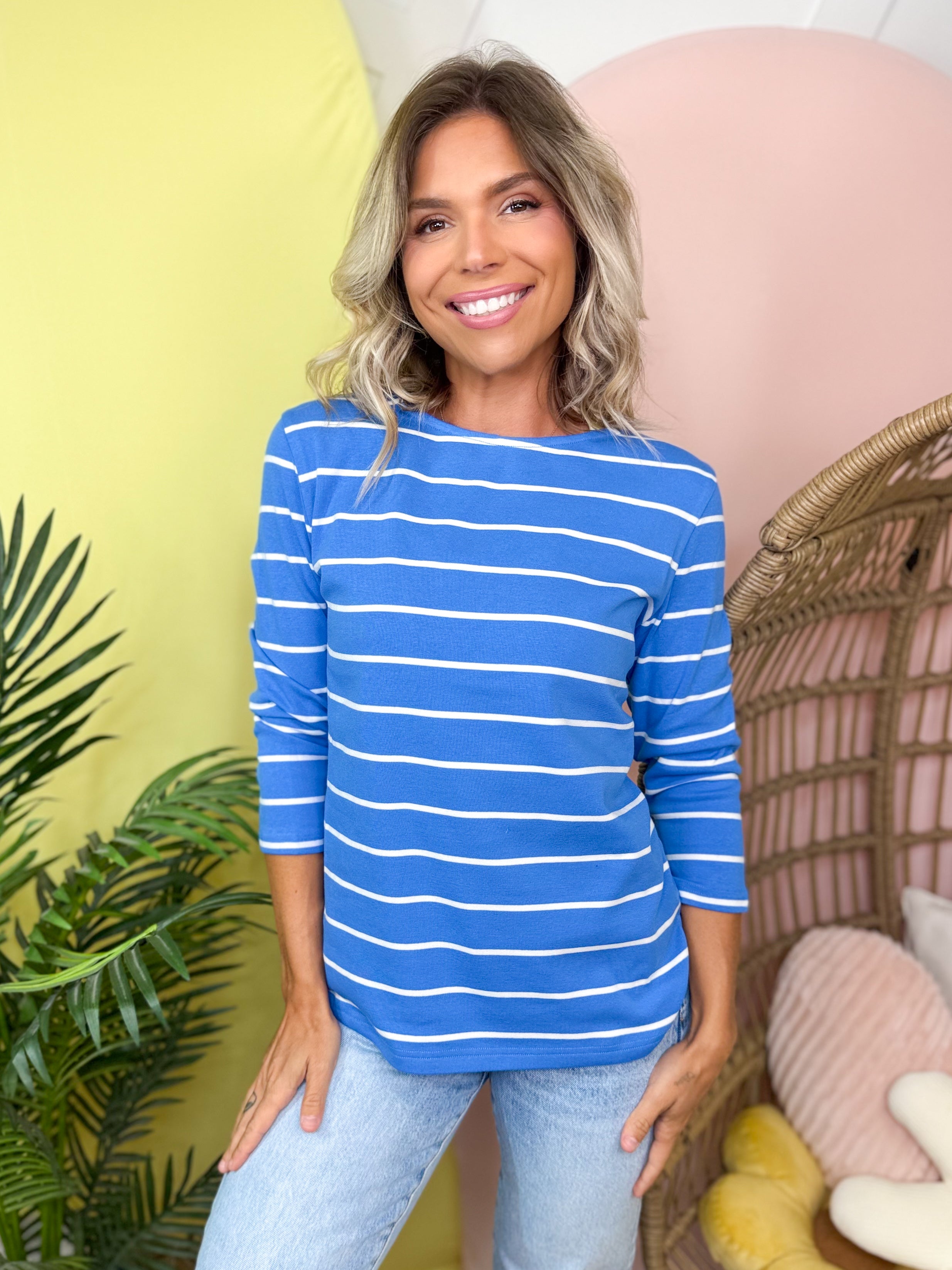 Nantucket Stripe Top-120 LONG SLEEVE TOPS-STITCH & CO-Heathered Boho Boutique, Women's Fashion and Accessories in Palmetto, FL