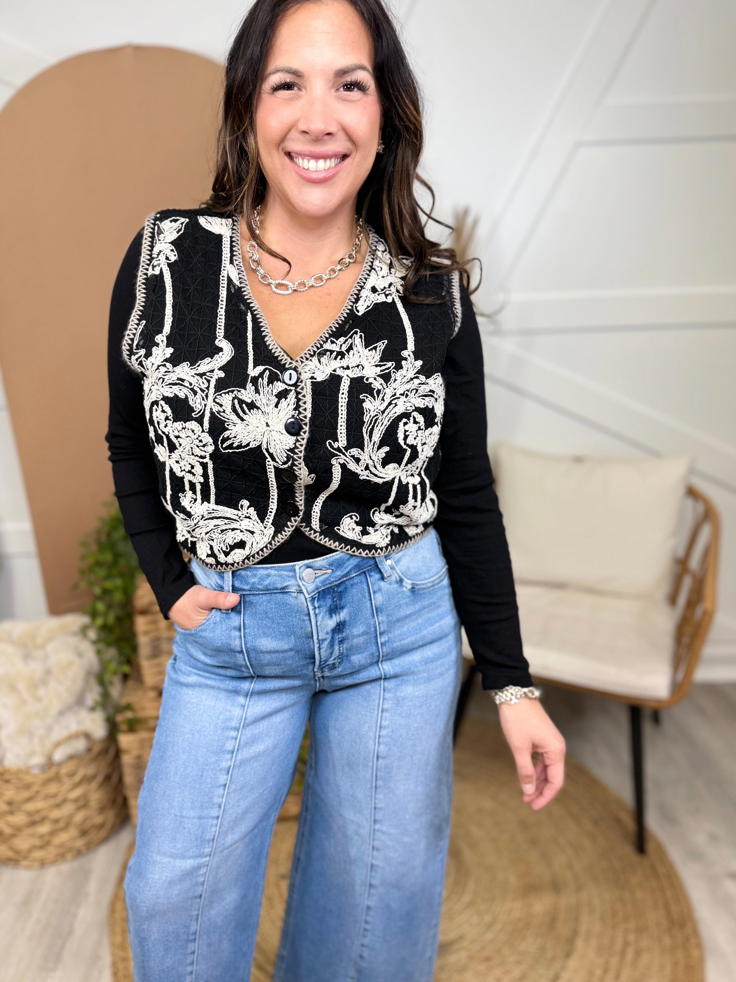 Feel Good Story Vest-200 Jackets/Shackets-SEW IN LOVE-Heathered Boho Boutique, Women's Fashion and Accessories in Palmetto, FL