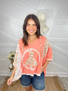 Peace Out Top - Neon Peach Sand-120 Long Sleeve Tops-POL-Heathered Boho Boutique, Women's Fashion and Accessories in Palmetto, FL