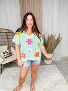 Through the Garden Sweater-110 Short Sleeve Top-Bibi-Heathered Boho Boutique, Women's Fashion and Accessories in Palmetto, FL