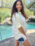 Stay Cool Button Down Top-120 Long Sleeve Tops-White Birch-Heathered Boho Boutique, Women's Fashion and Accessories in Palmetto, FL
