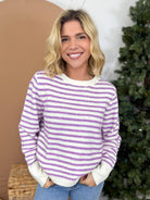 Stripe Story Sweater-125 SWEATER-WHITE BIRCH-Heathered Boho Boutique, Women's Fashion and Accessories in Palmetto, FL